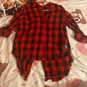 Red and Black Plaid Top